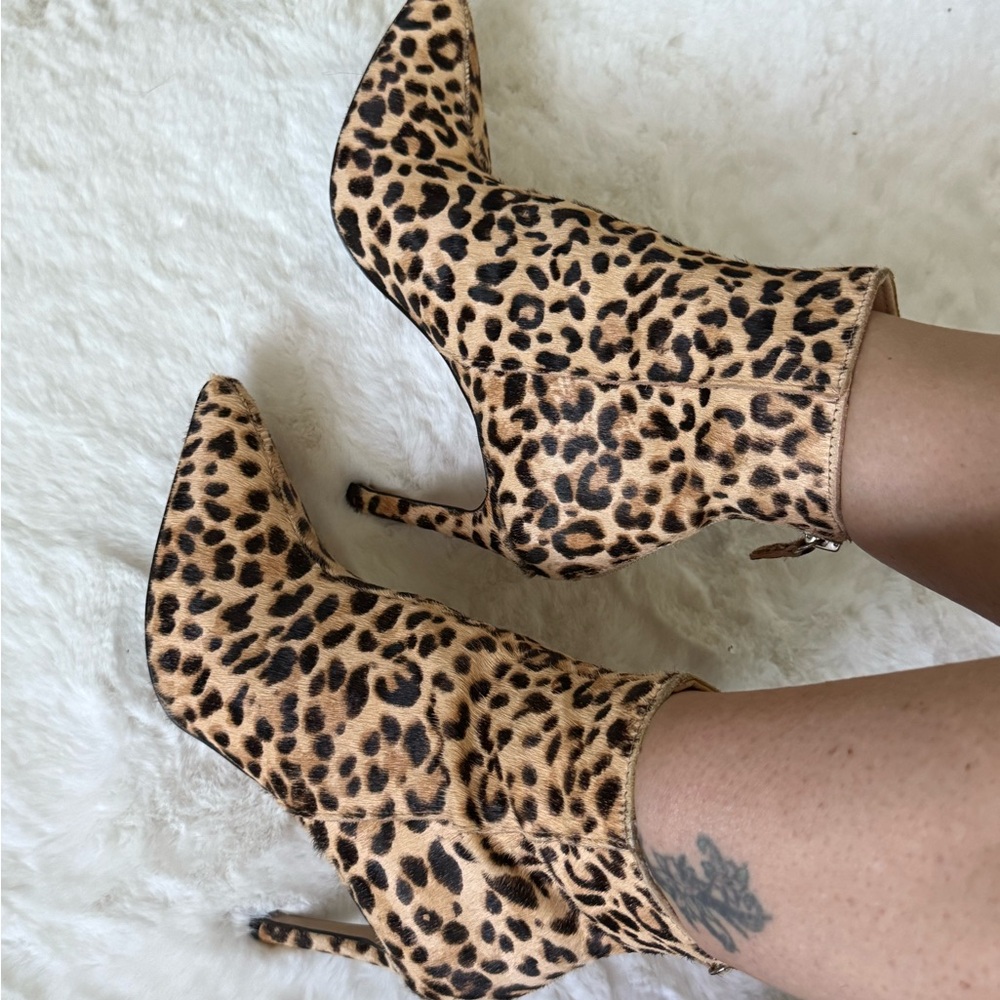 Leopard Print Stiletto Ankle Boots